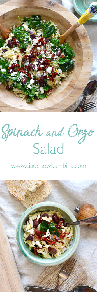 Spinach & Orzo Salad (Video) ciaochowbambina.com
