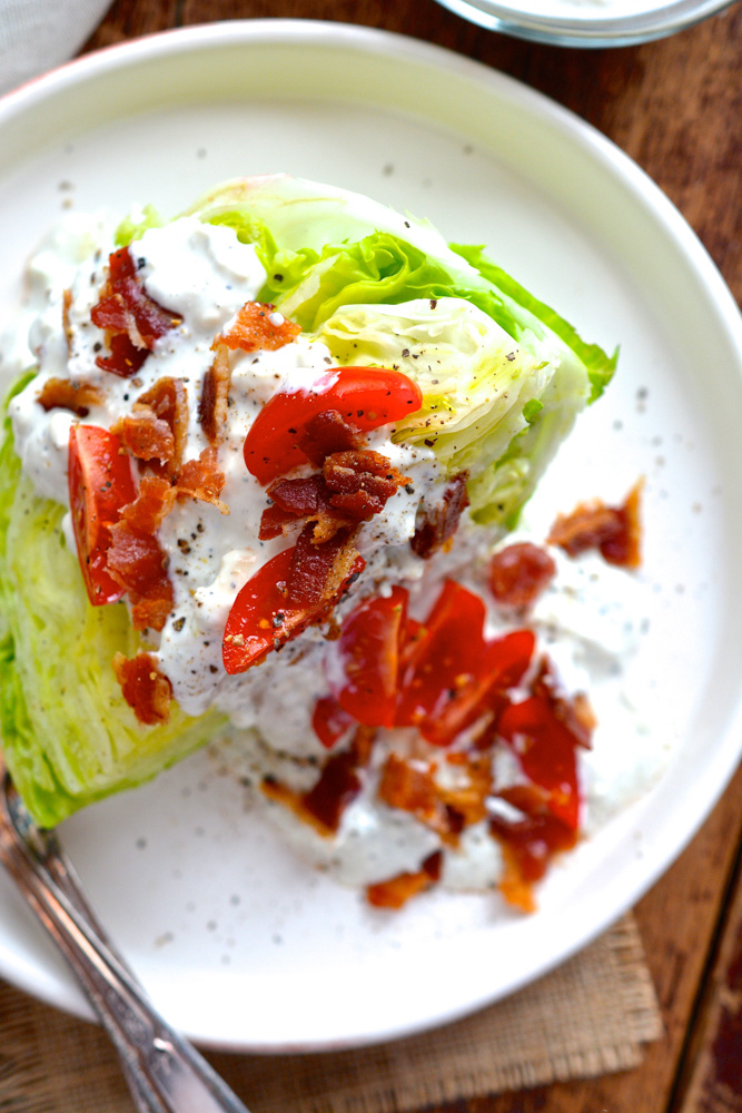 Crispy Wedge Salad with Greek Yogurt Crumbly Blue & Maple Bacon 