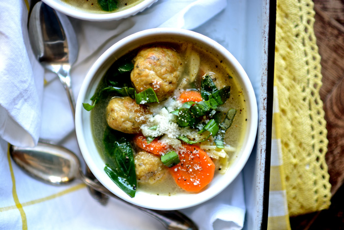 Spring Minestrone with Chicken Meatballs | Ciao Chow Bambina