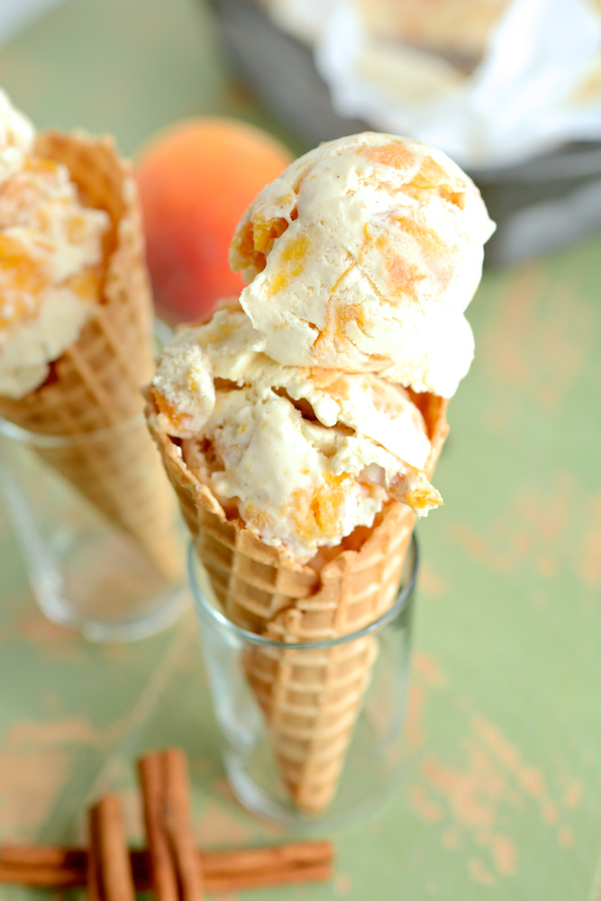 Caramelized Peaches with Brown Sugar & Cinnamon No-Churn Ice Cream ciaochowbambina.com