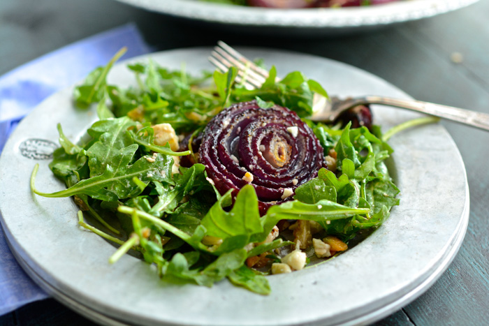 Roasted Red Onions with Walnut Salsa & Feta Salad ciaochowbambina.com