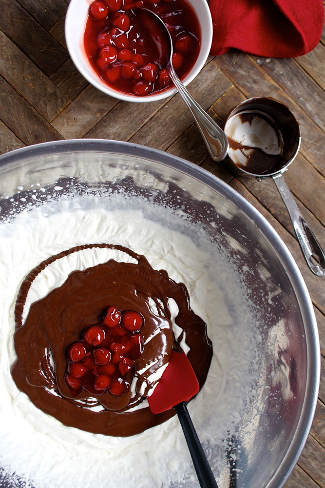 Dark Chocolate Cherry Cordial No-Churn Ice Cream ciaochowbambina.com