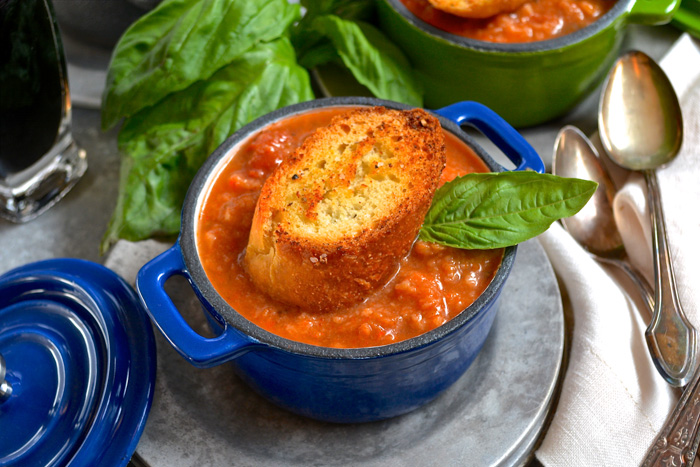 Eggplant Parmesan Soup with Homemade Garlic Croutons ciaochowbambina.com