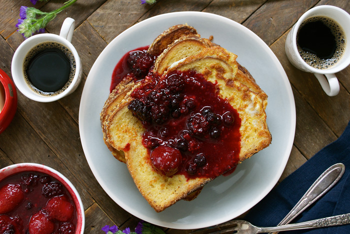 RumChata French Toast with Warm Berry Compote ciaochowbambina.com