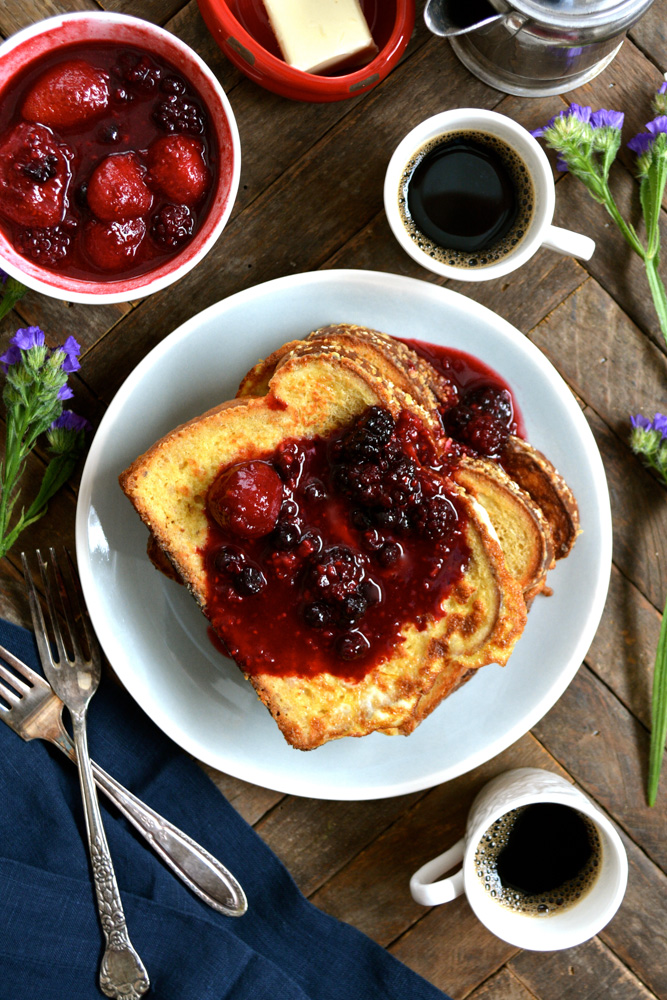 RumChata French Toast with Warm Berry Compote 