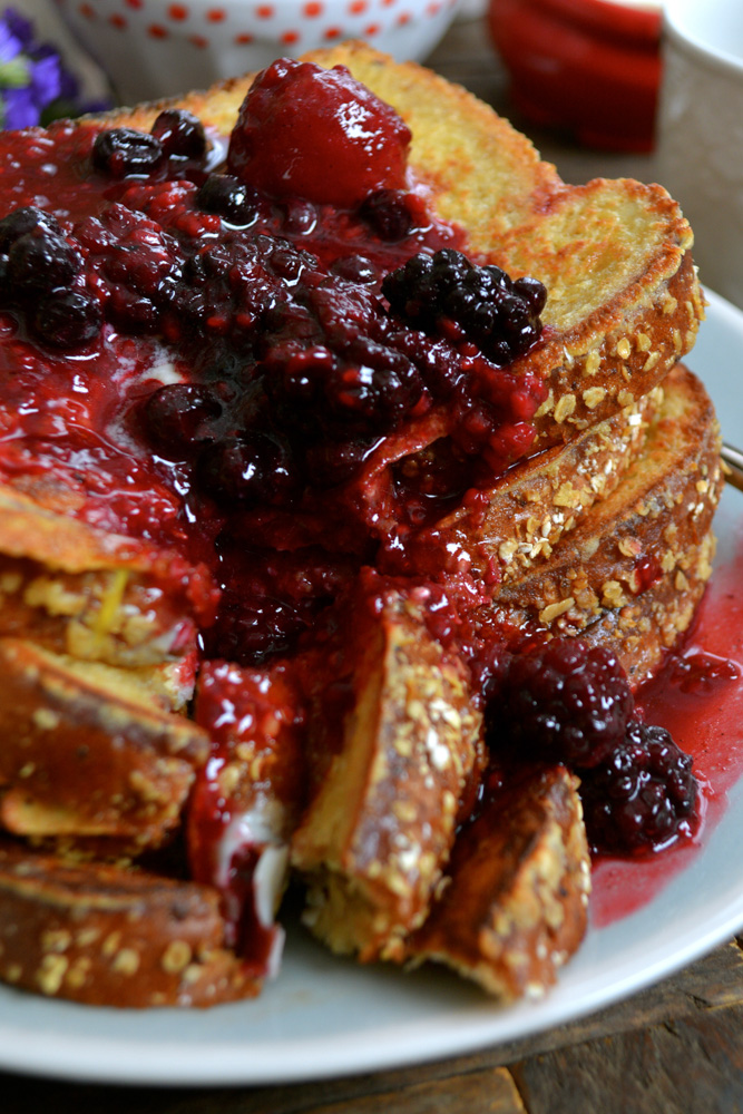 RumChata French Toast with Warm Berry Compote ciaochowbambina.com