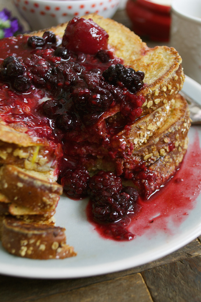 RumChata French Toast with Warm Berry Compote ciaochowbambina.com