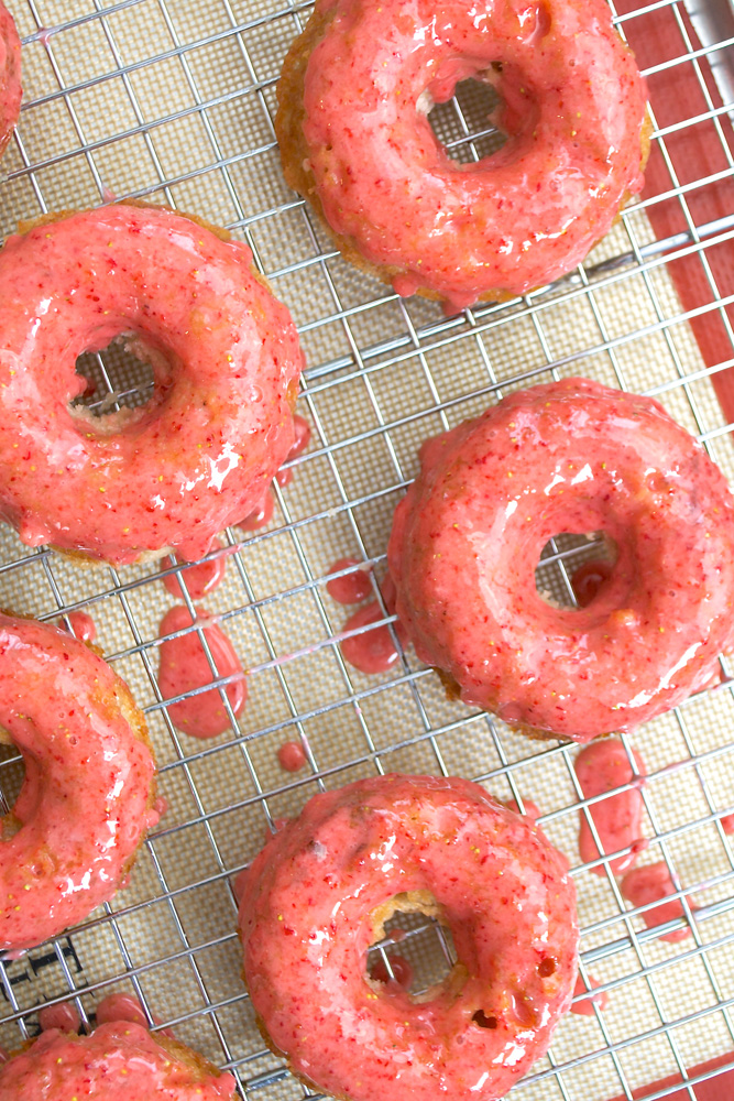 Baked Strawberry Doughnuts with Fresh Strawberry Glaze ciaochowbambina.com
