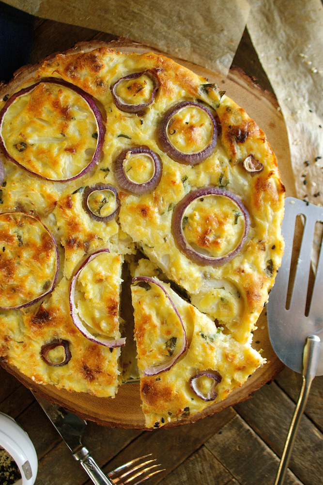 Cauliflower Cake with Pecorino Romano & Sweet Basil ciaochowbambina.com