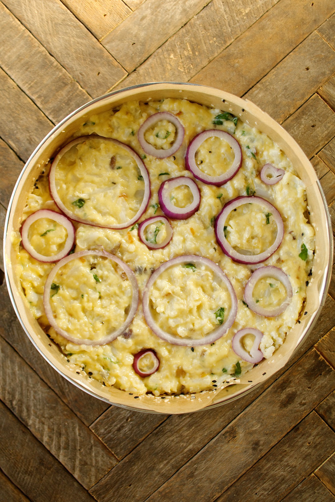 Cauliflower Cake with Pecorino Romano & Sweet Basil ciaochowbambina.com