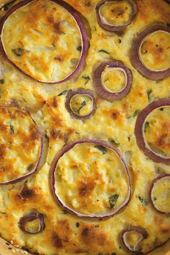 Cauliflower Cake with Pecorino Romano & Sweet Basil ciaochowbambina.com