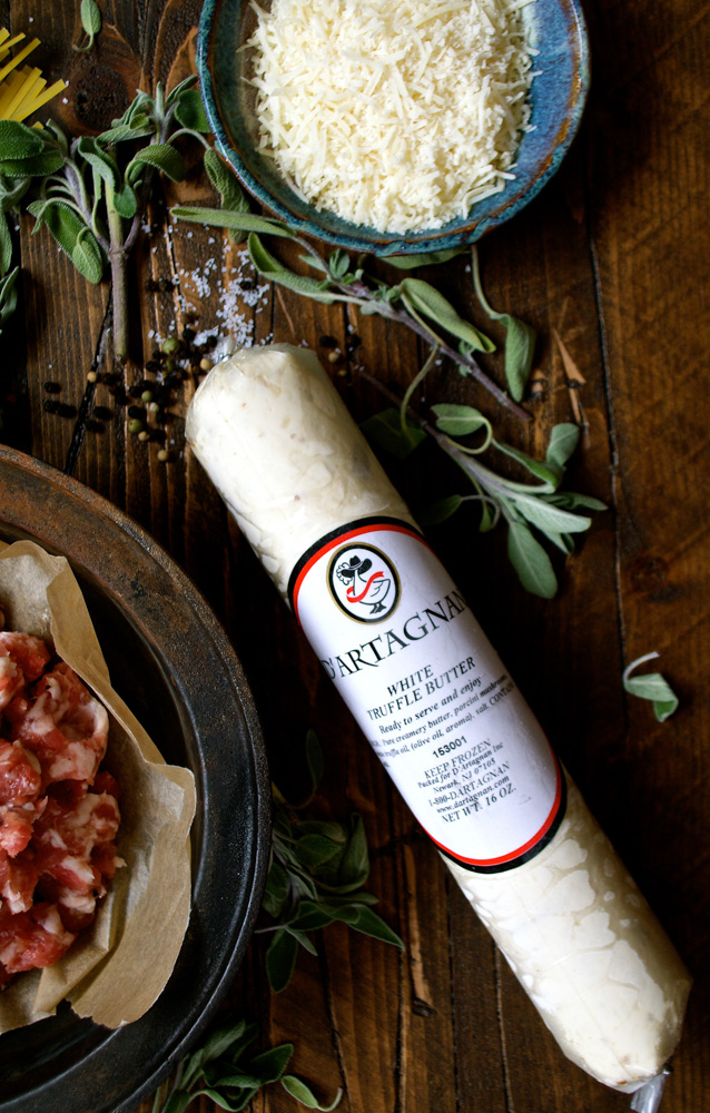 Linguine with Sweet Sausage, White Truffle Butter, Sage & Parmesan ciaochowbambina.com