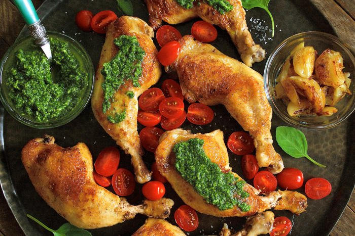 Italian Chicken with Basil Pesto & Grape Tomatoes ciaochowbambina.com