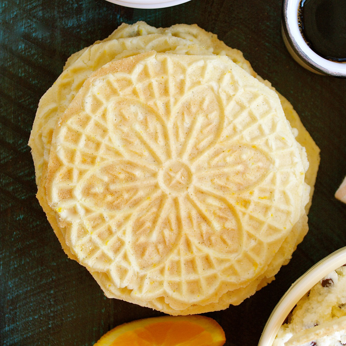 Orange Scented Chocolate Chip Cannoli Cream Dip with Pizzelle Chips ciaochowbambina.com