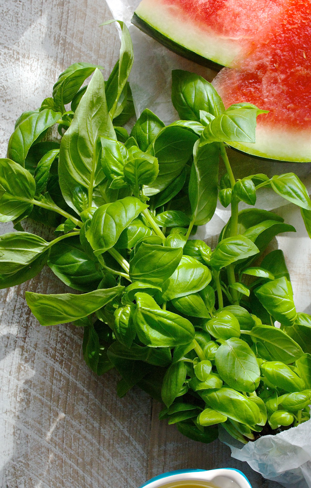 Watermelon Summer Salad with Basil and Blueberries ciaochowbambina.com