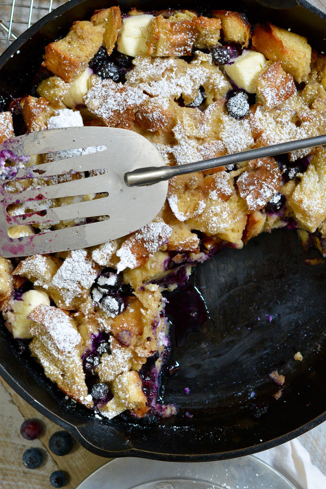 Cast Iron Blueberry Stuffed Bread Pudding ciaochowbambina.com