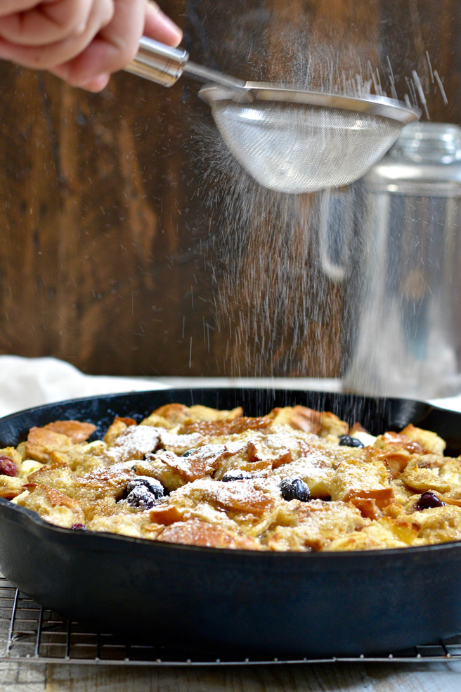Cast Iron Blueberry Stuffed Bread Pudding ciaochowbambina.com