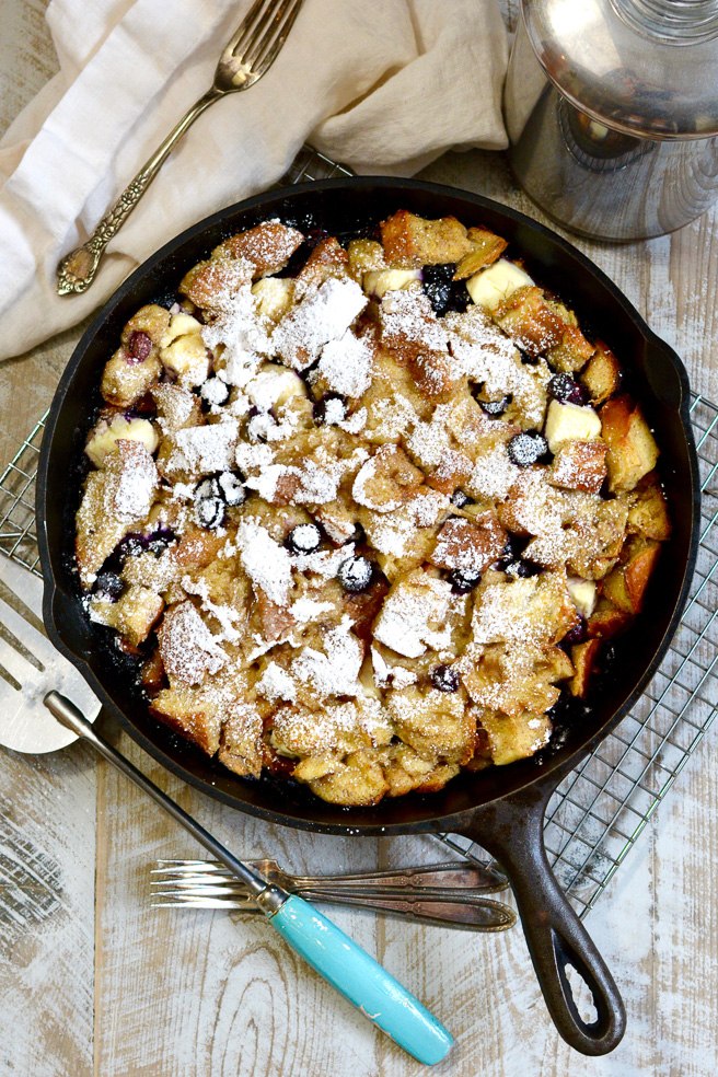 Cast Iron Blueberry Stuffed Bread Pudding ciaochowbambina.com