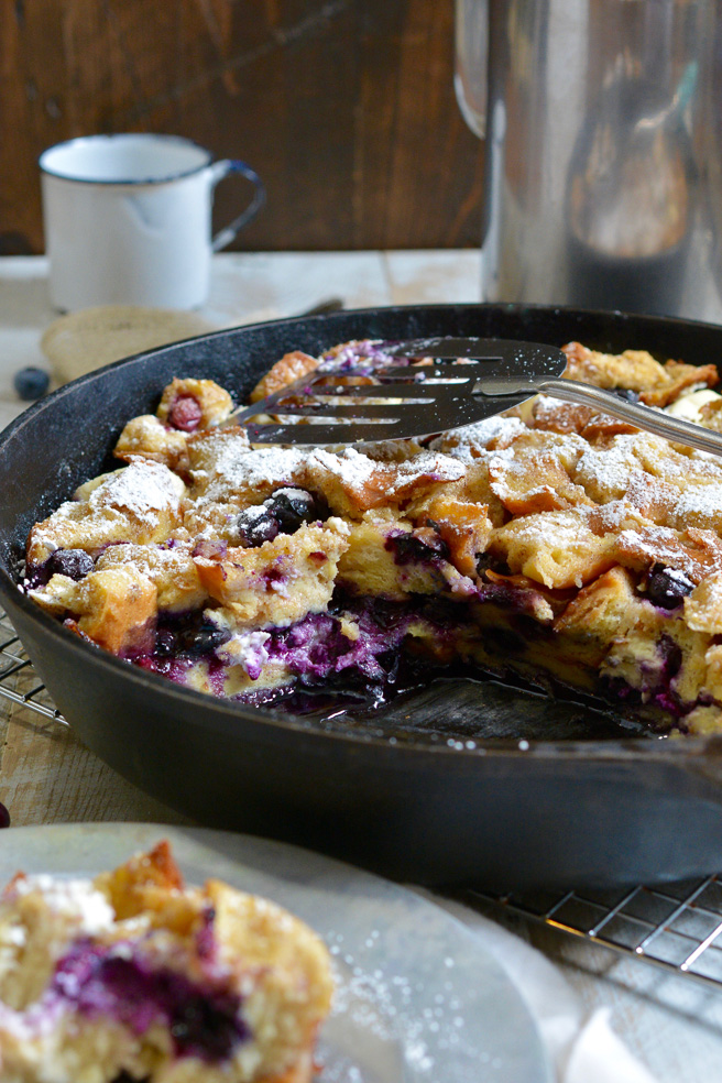 Cast Iron Blueberry Stuffed Bread Pudding ciaochowbambina.com