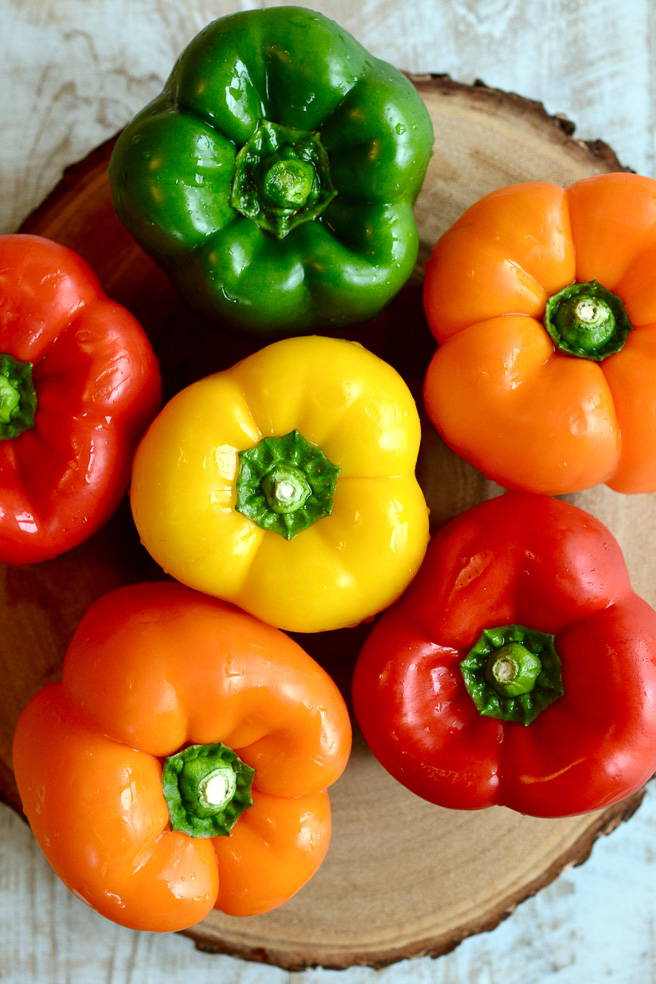 Homemade Stuffed Bell Peppers with Mini Meatballs and Fontina Cheese ciaochowbambina.com