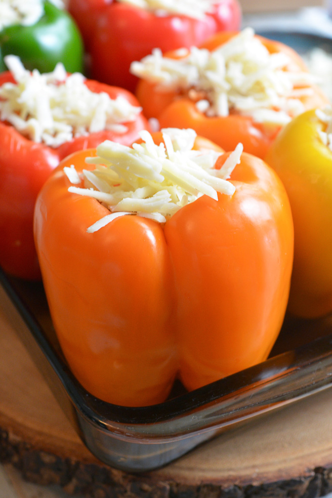 Homemade Stuffed Bell Peppers with Mini Meatballs and Fontina Cheese ciaochowbambina.com
