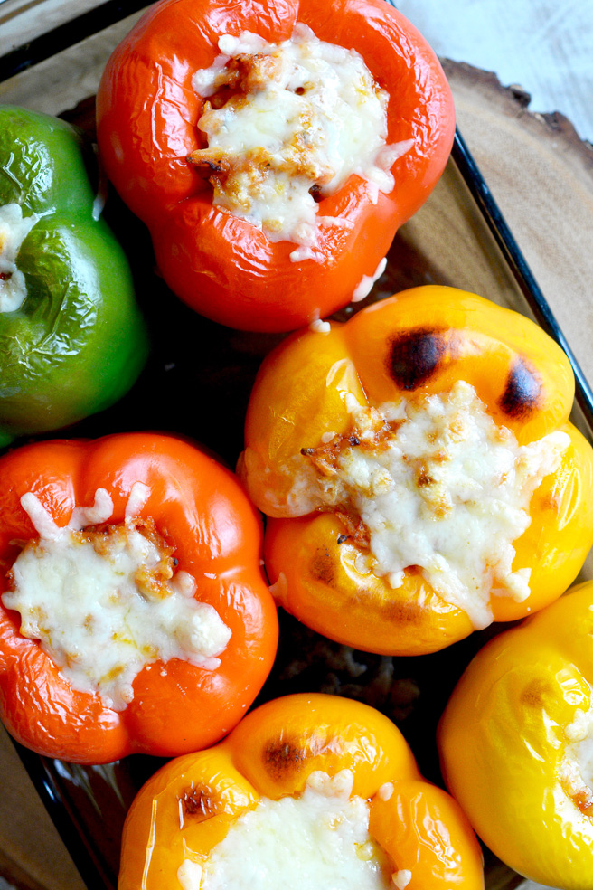 Homemade Stuffed Bell Peppers with Mini Meatballs and Fontina Cheese ciaochowbambina.com
