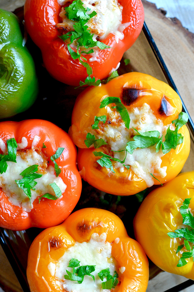 Homemade Stuffed Bell Peppers with Mini Meatballs and Fontina Cheese ciaochowbambina.com
