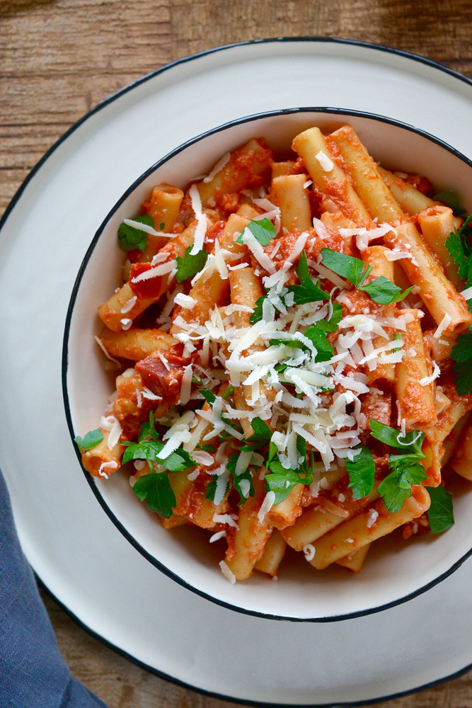 30 Minute Ziti with Sopressata & Fontina ciaochowbambina.com