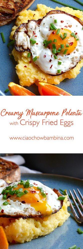 Creamy Mascarpone Polenta with Crispy Fried Eggs ciaochowbambina.com
