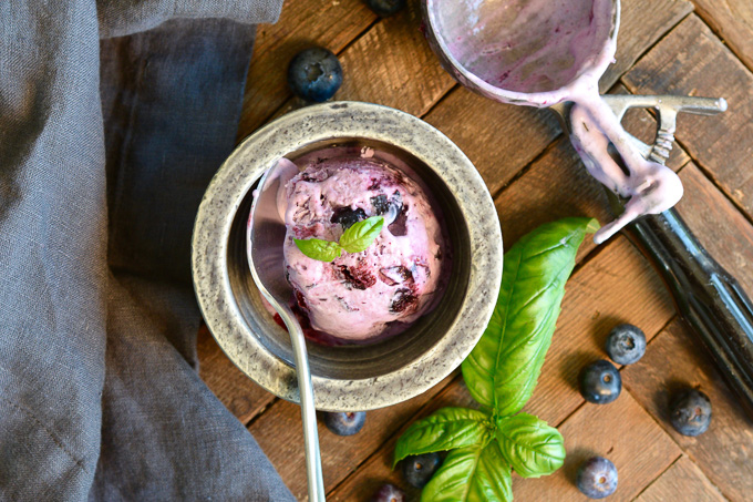 Blueberry Basil No-Churn Ice Cream ciaochowbambina.com
