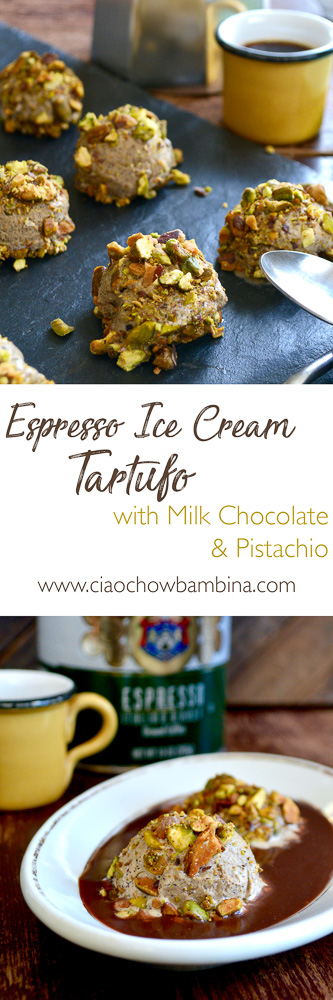 Espresso Ice Cream Tartufo with Milk Chocolate & Pistachio ciaochowbambina.com