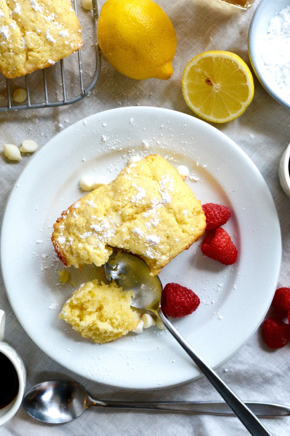 Mini Lemon Loaf Cakes with White Chocolate Chips ciaochowbambina.com