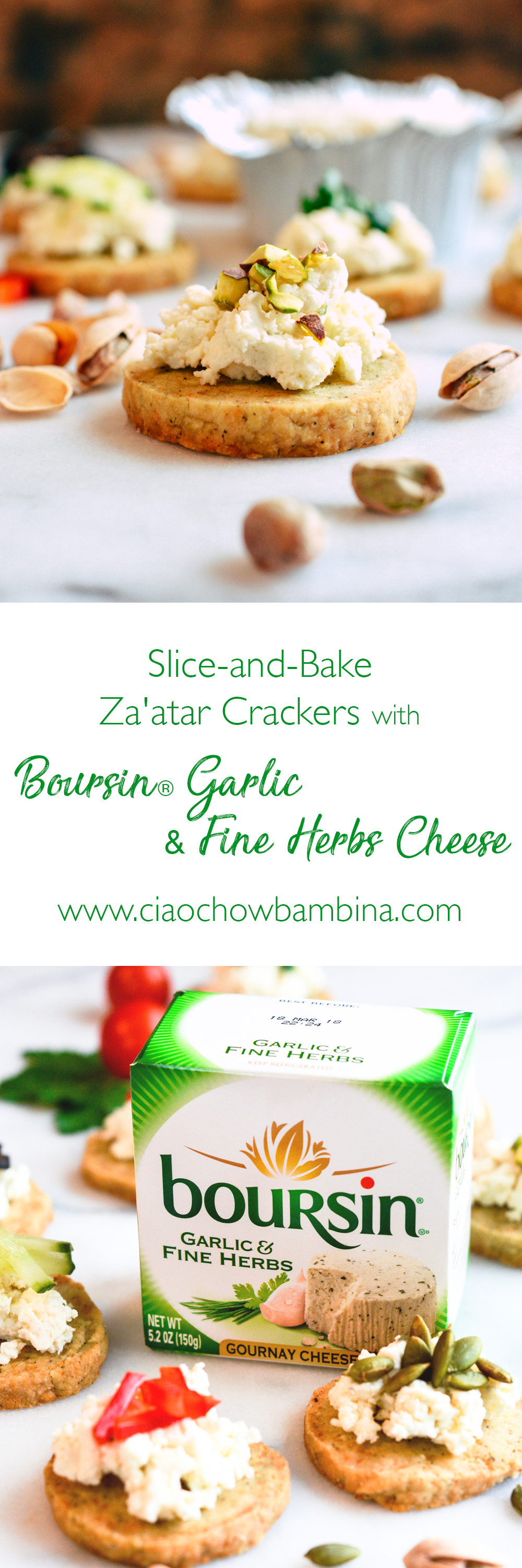 Slice-and-Bake Za'atar Crackers with Boursin Garlic & Fine Herbs Cheese ciaochowbambina.com