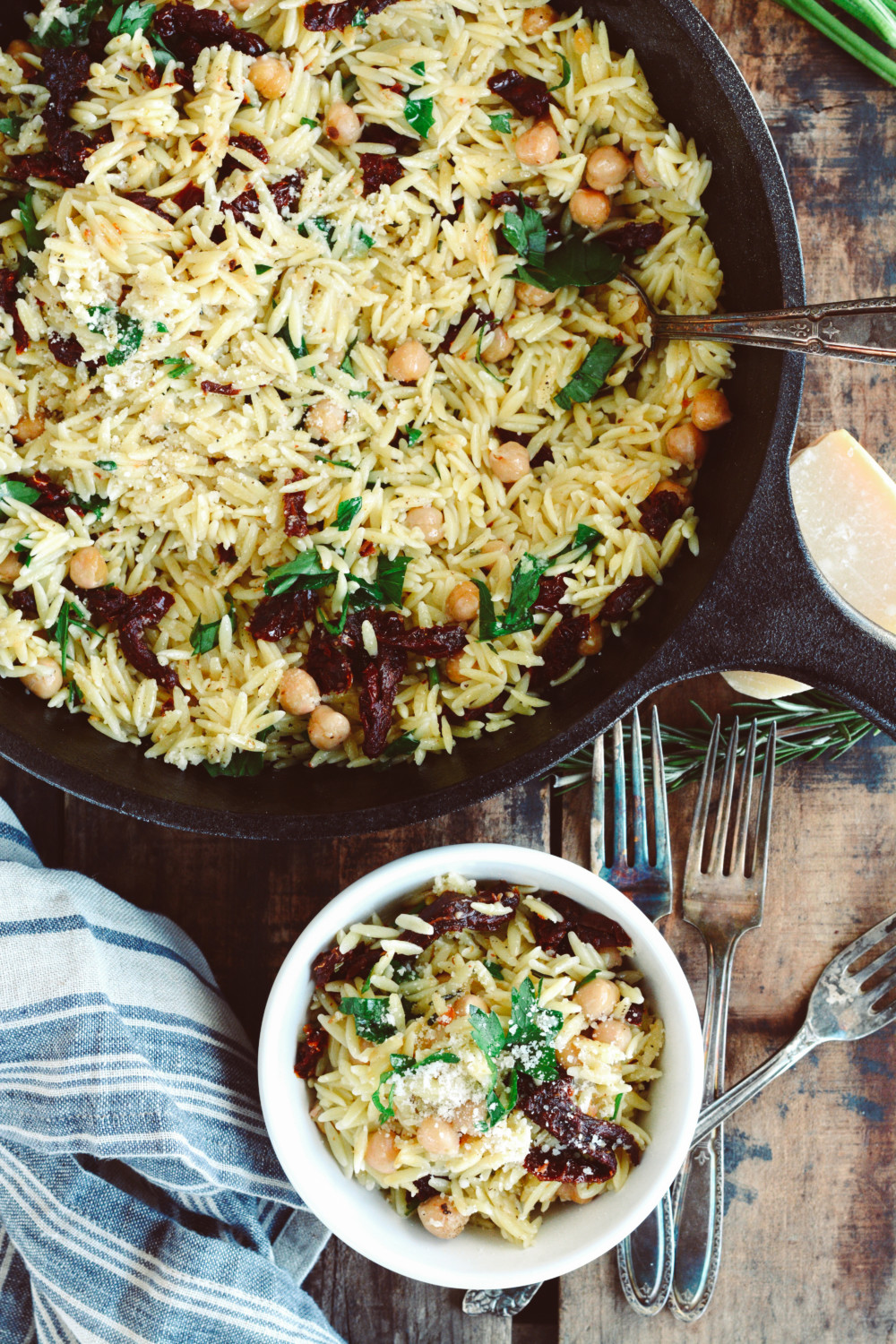 Orzo with Sun-Dried Tomatoes, Chickpeas and Herbs ciaochowbambina.com