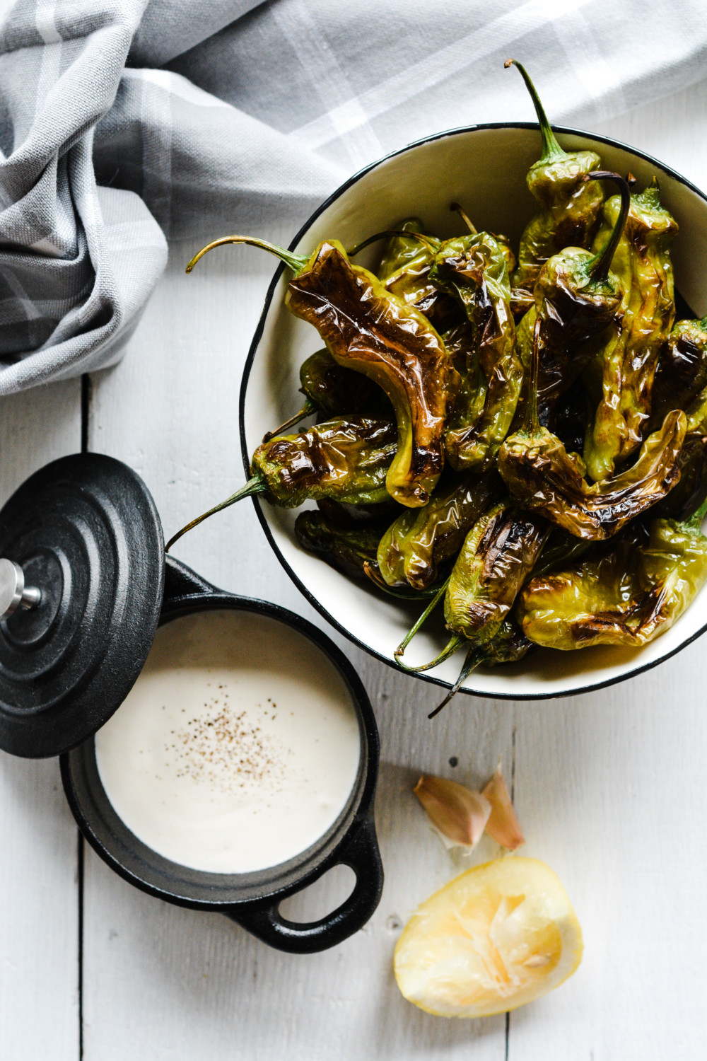 Blistered Shishito Peppers with Lemon Aioli ciaochowbambina.com