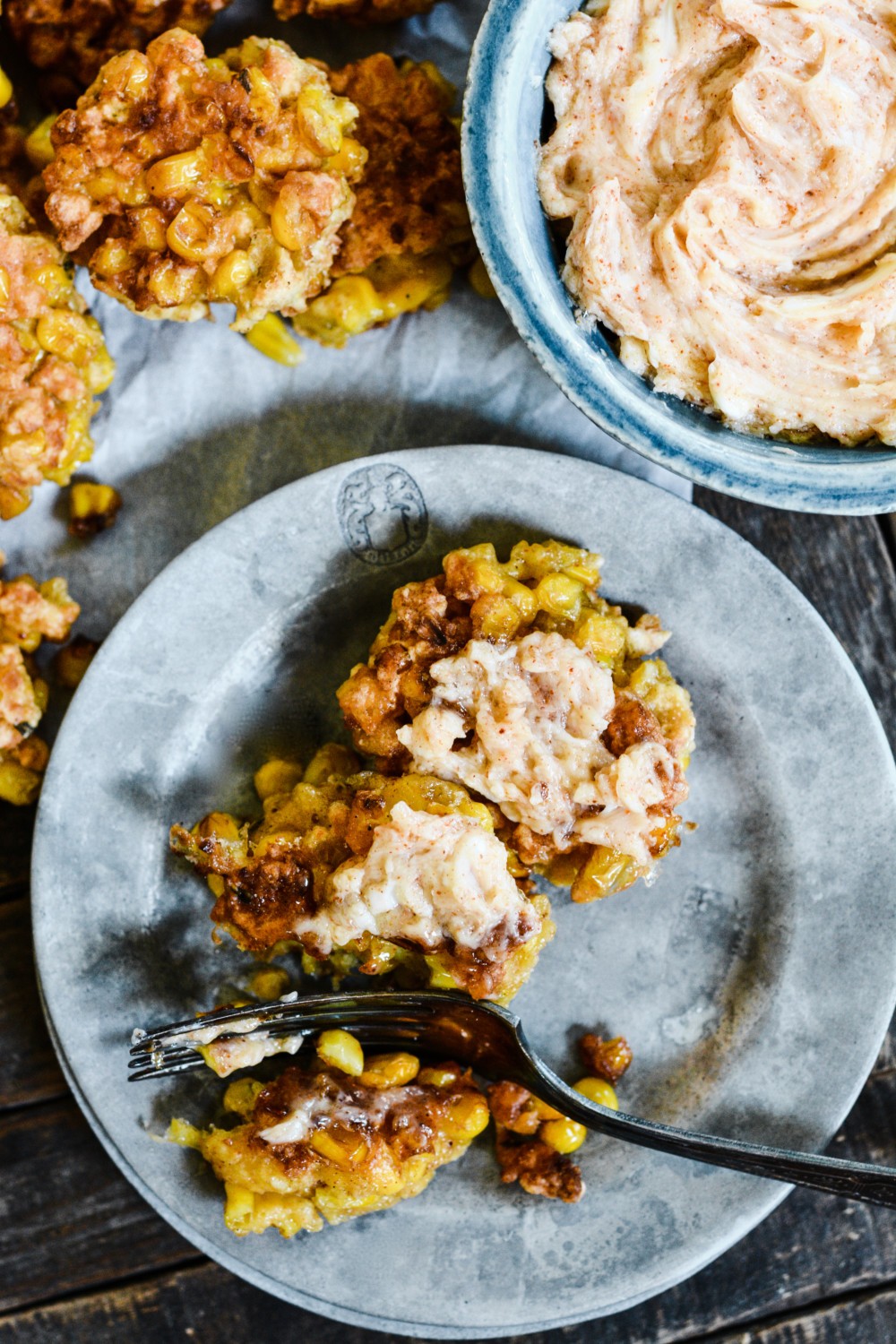 Crispy Corn Fritters with Cayenne Maple Butter ciaochowbambina.com
