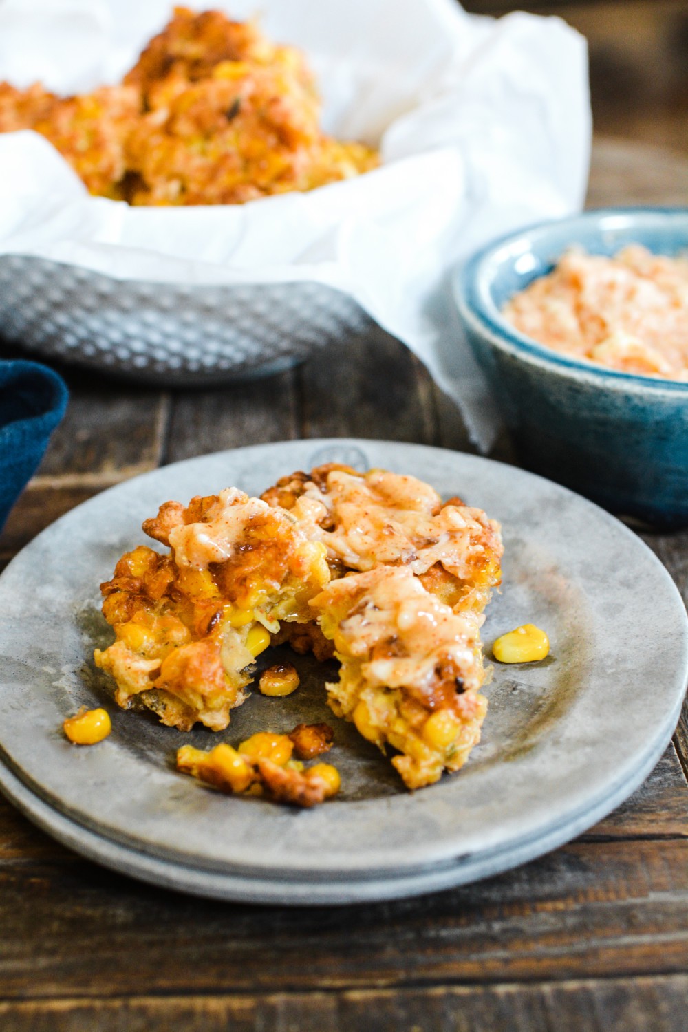 Crispy Corn Fritters with Cayenne Maple Butter ciaochowbambina.com