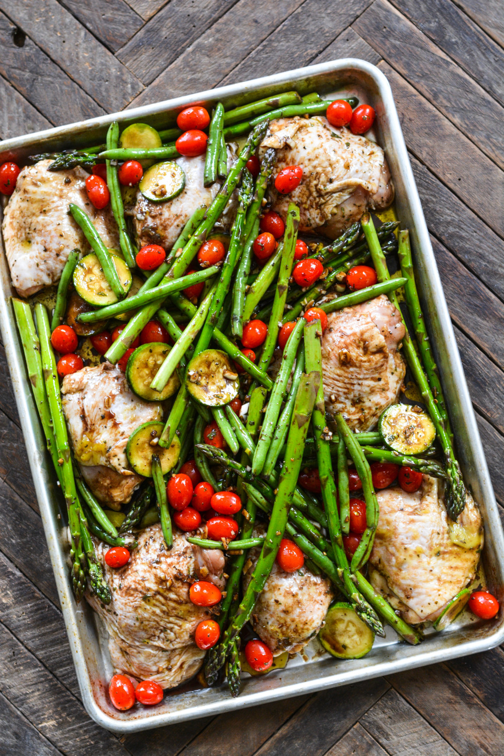 Sheet-Pan Honey-Chile Chicken with Summer Vegetables Recipe