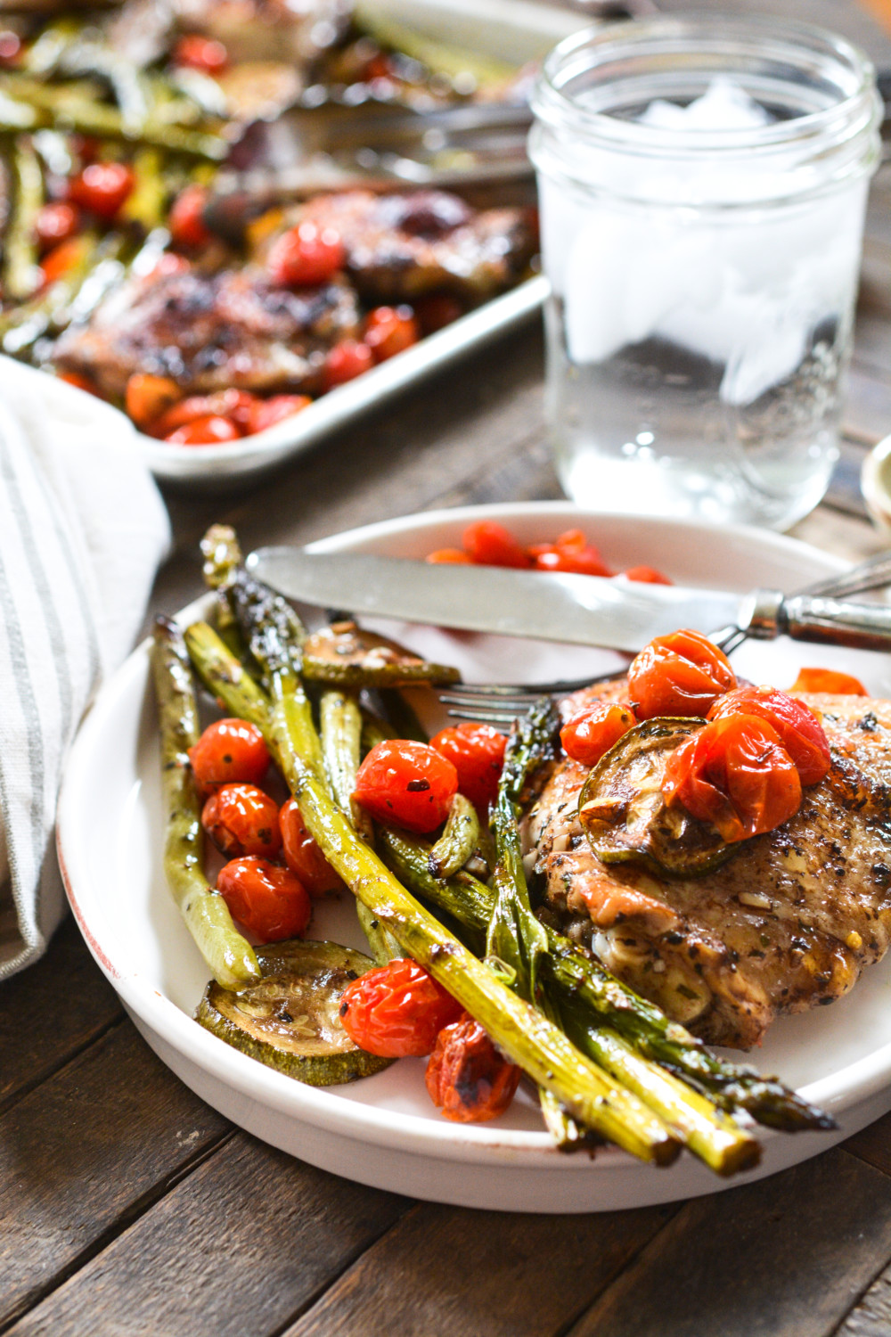 Sheet Pan Chicken Thighs with Summer Vegetables ciaochowbambina.com