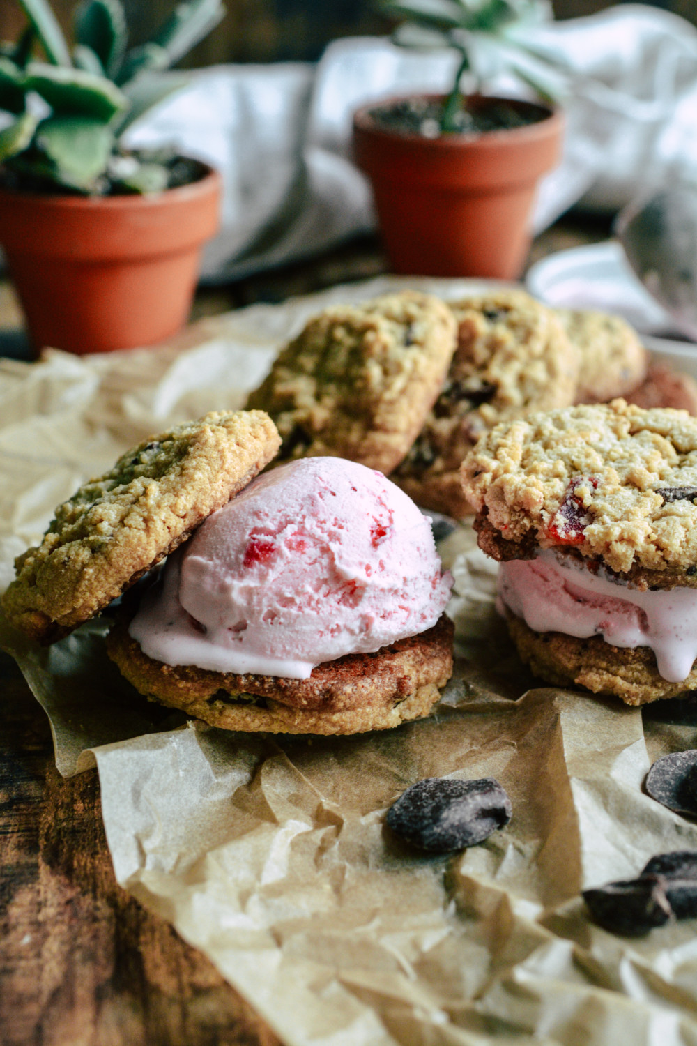 Chocolate Chunk Strawberry Ice Cream Sandwiches ciaochowbambina.com