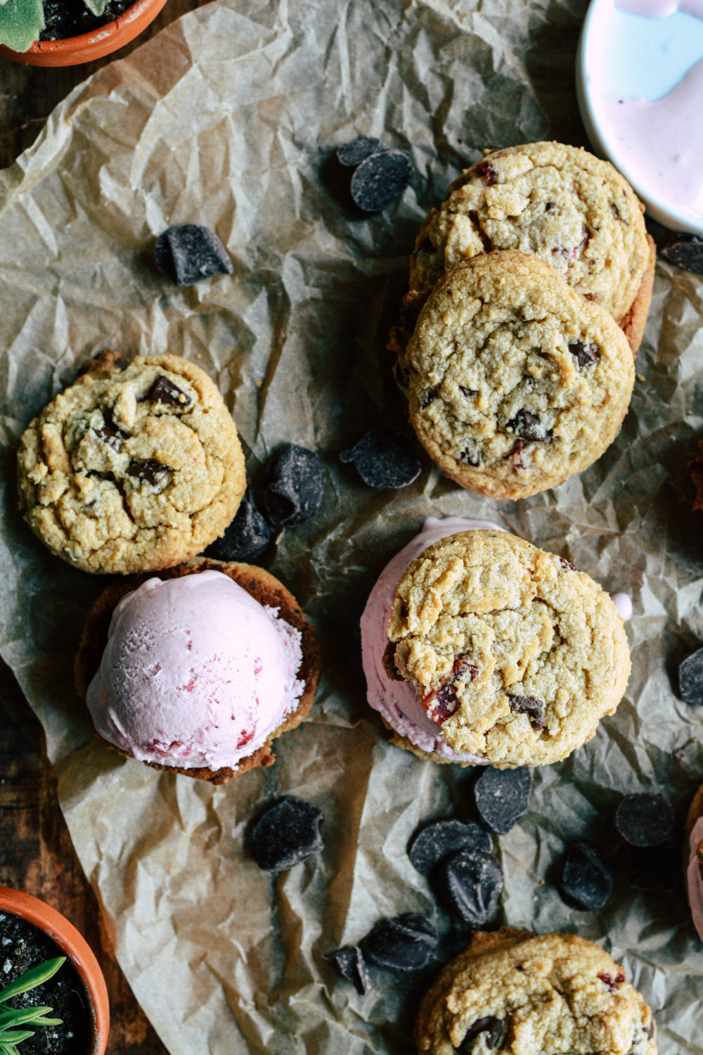 Chocolate Chunk Strawberry Ice Cream Sandwiches ciaochowbambina.com