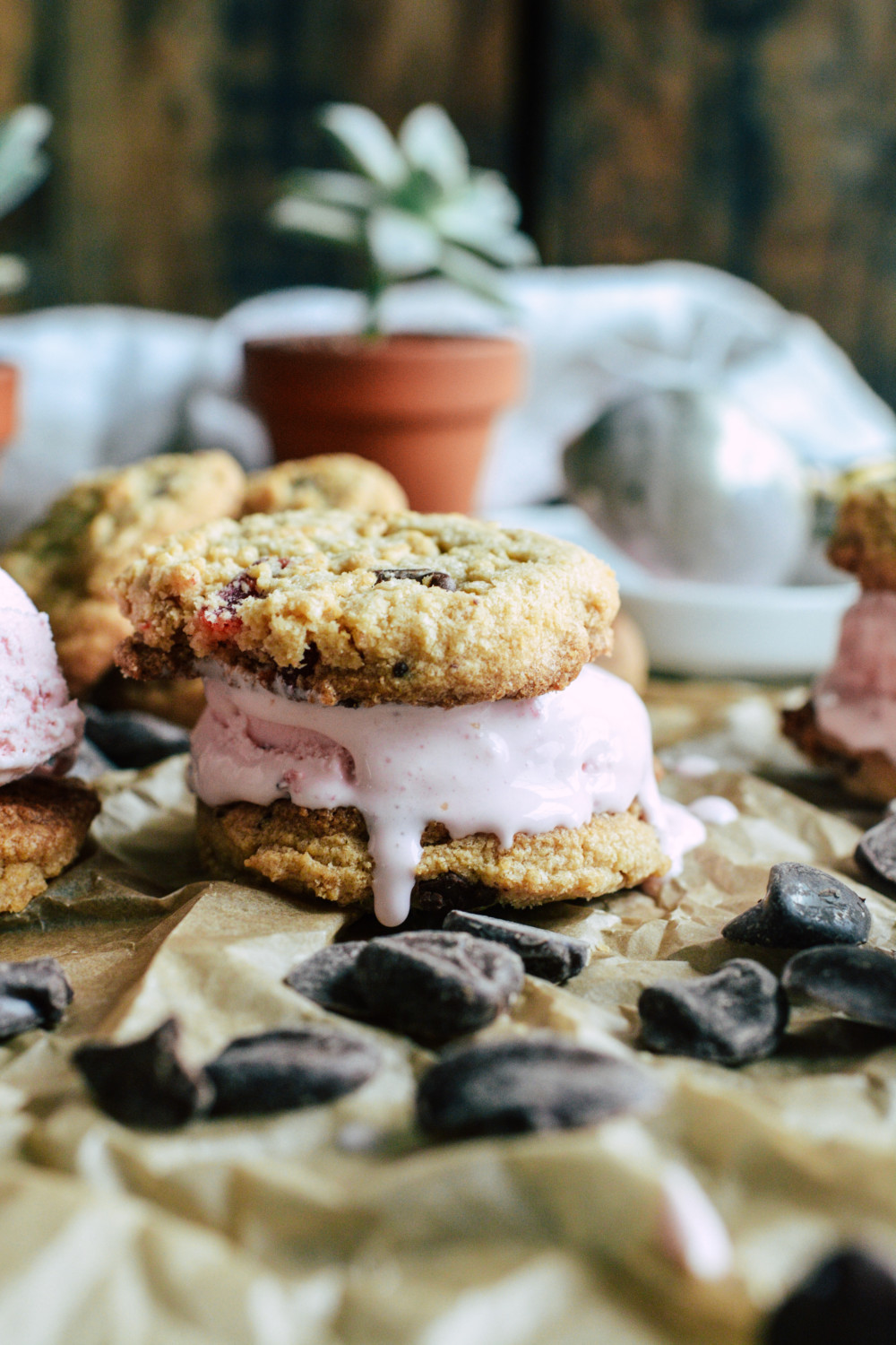 Chocolate Chunk Strawberry Ice Cream Sandwiches ciaochowbambina.com