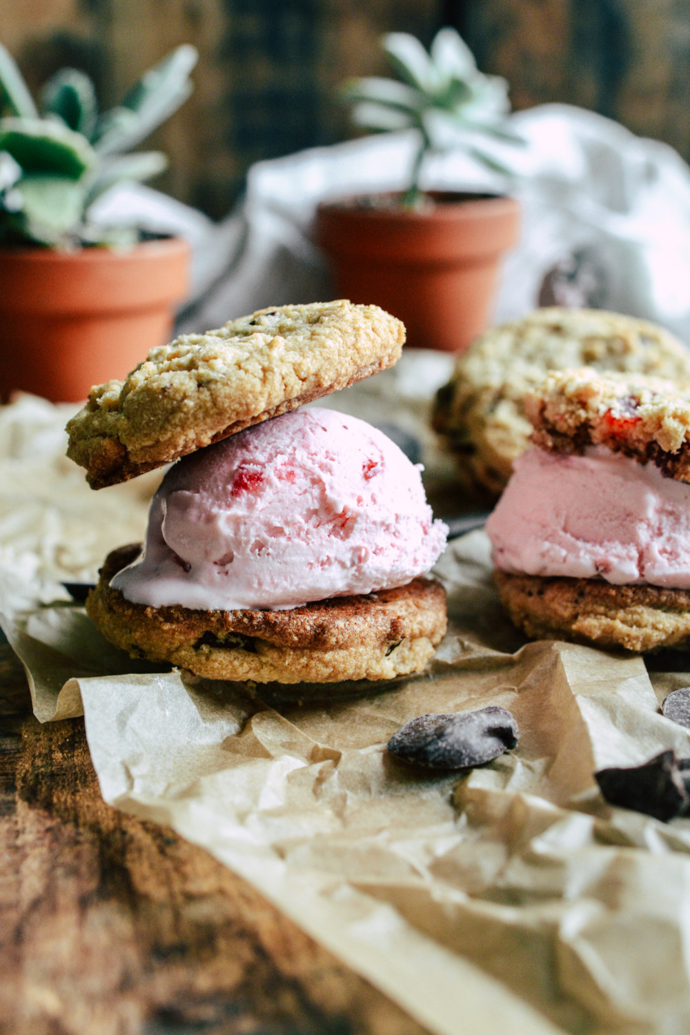 Chocolate Chunk Strawberry Ice Cream Sandwiches ciaochowbambina.com