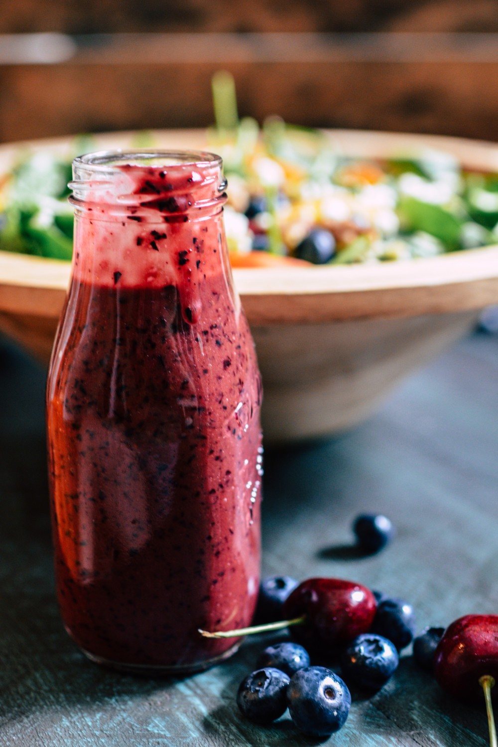 Spinach & Orzo Summer Salad with Stone Fruit & Blueberry-Thyme Vinaigrette ciaochowbambina.com