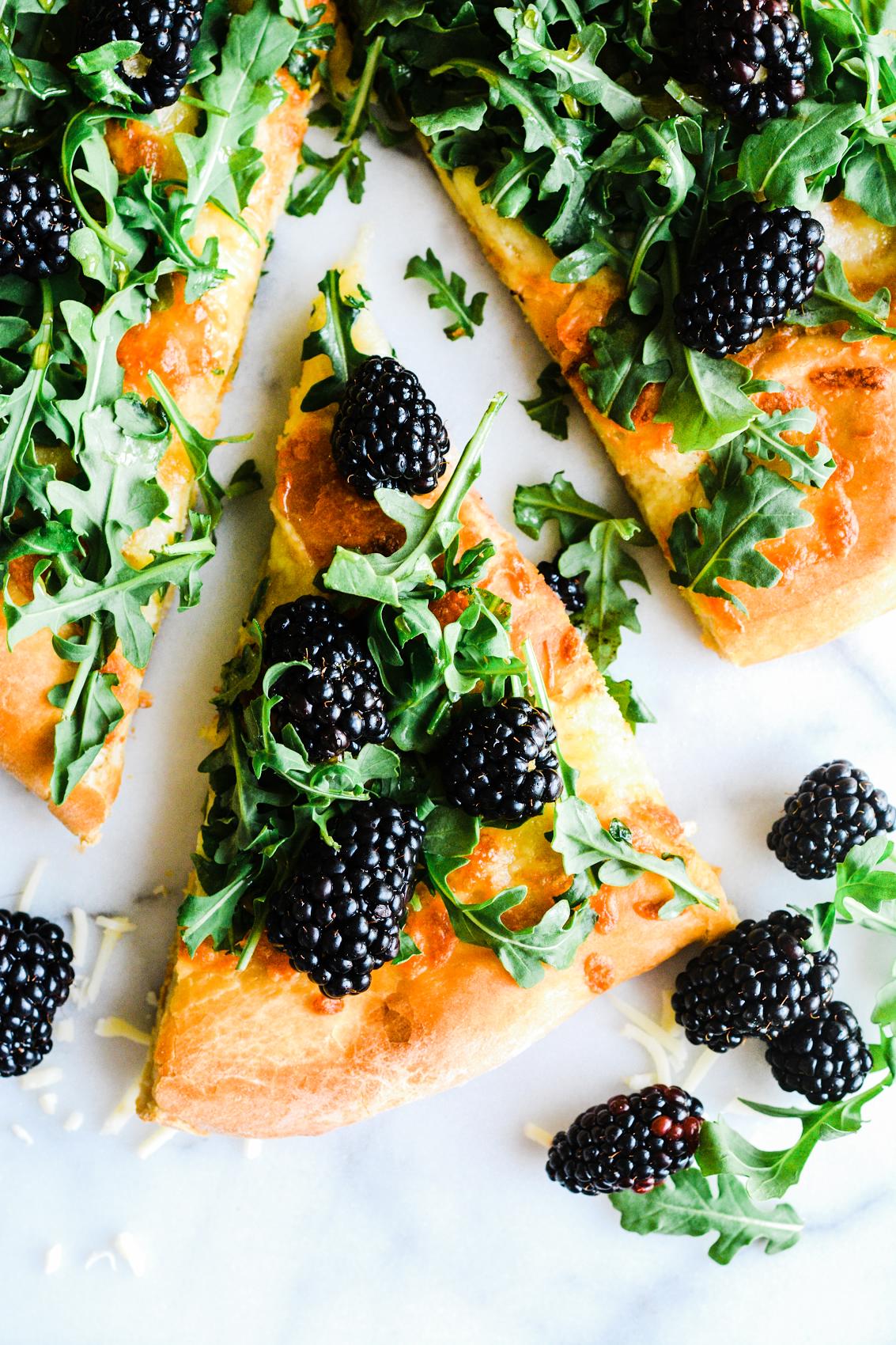 Focaccia with Blackberries, Mozzarella, Arugula & Honey ciaochowbambina.com