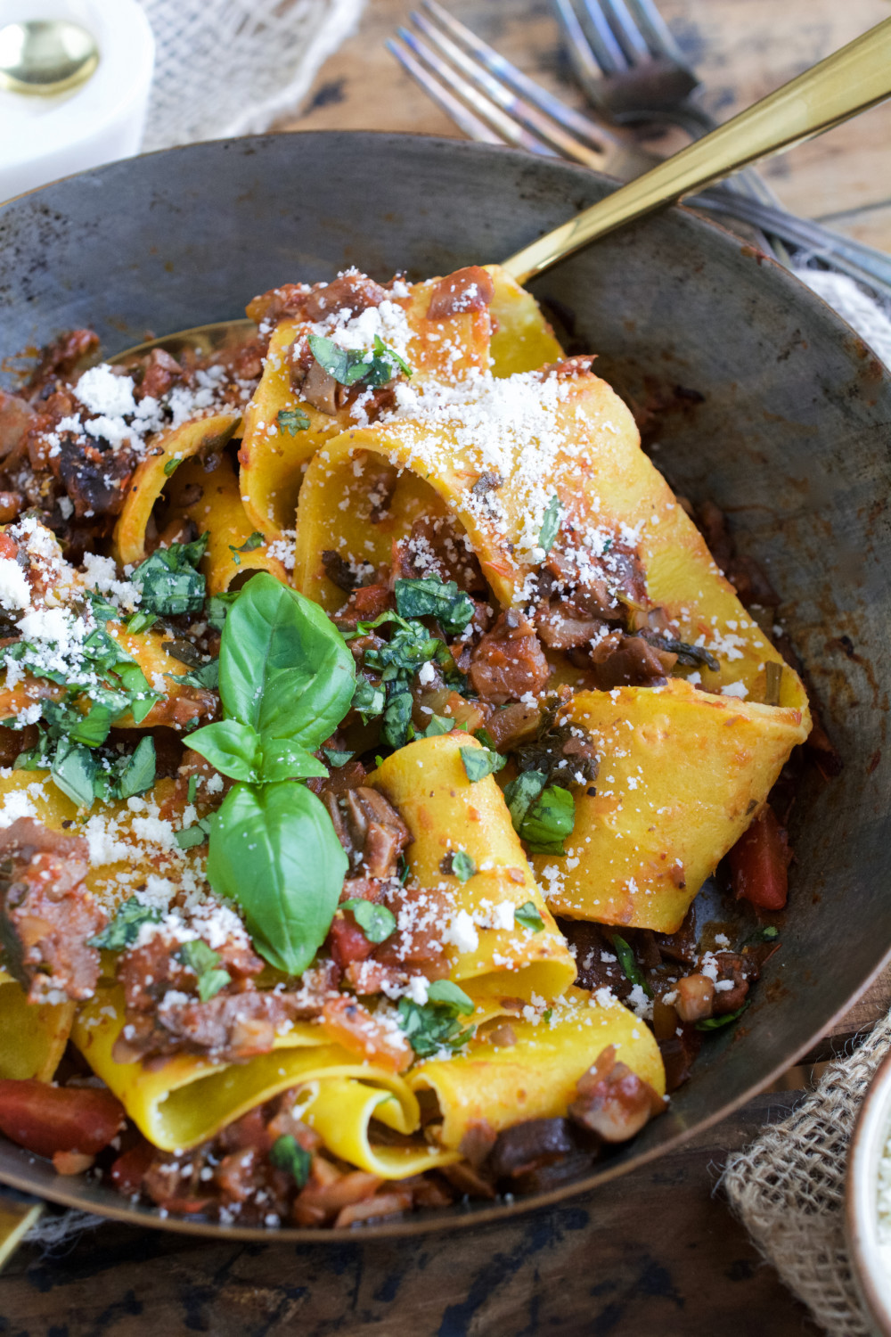 Handmade Pappardelle with Wild Mushroom Bolognese ciaochowbambina.com