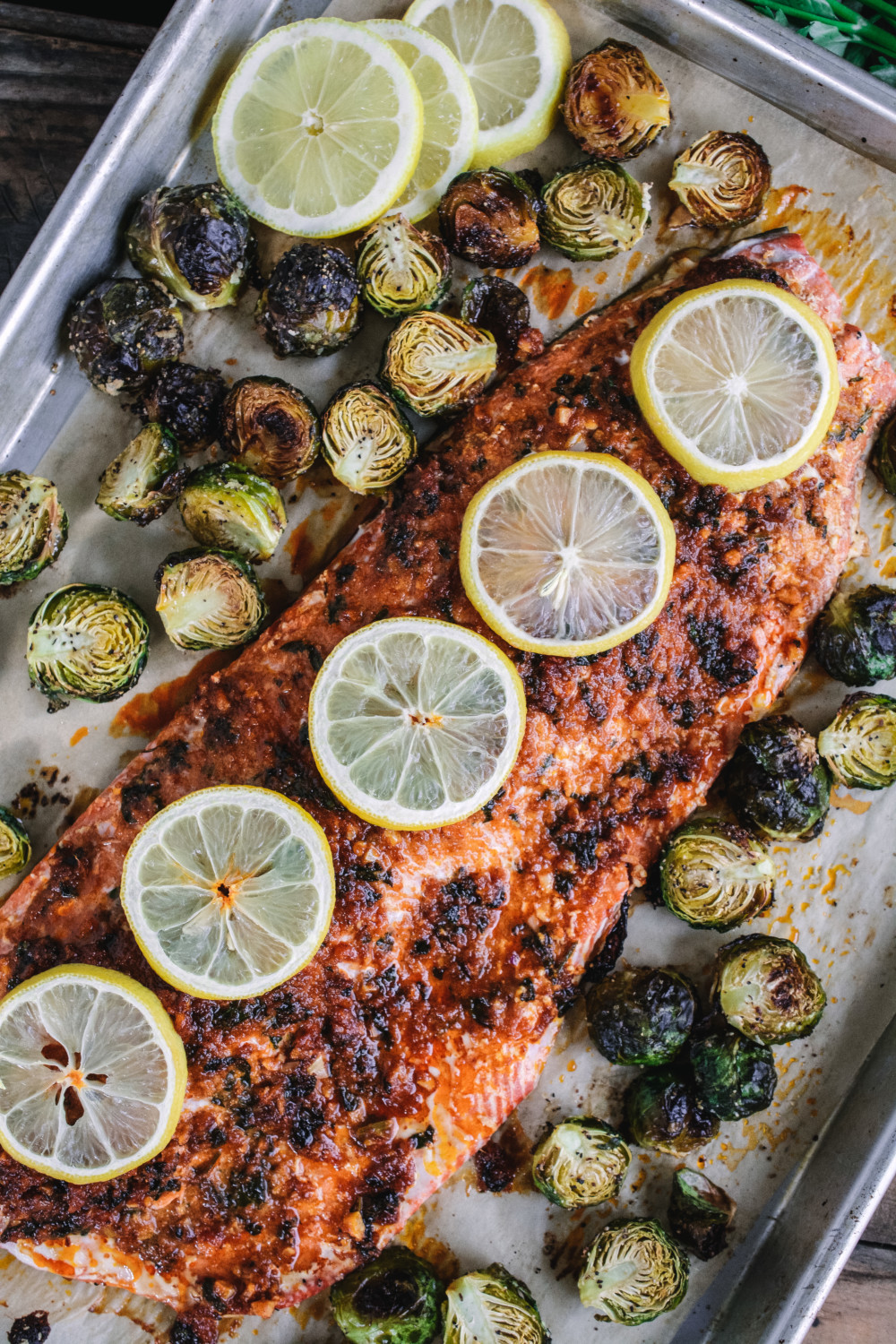 Pan Roasted Citrus Glazed Salmon with Brussels Sprouts ciaochowbambina.com