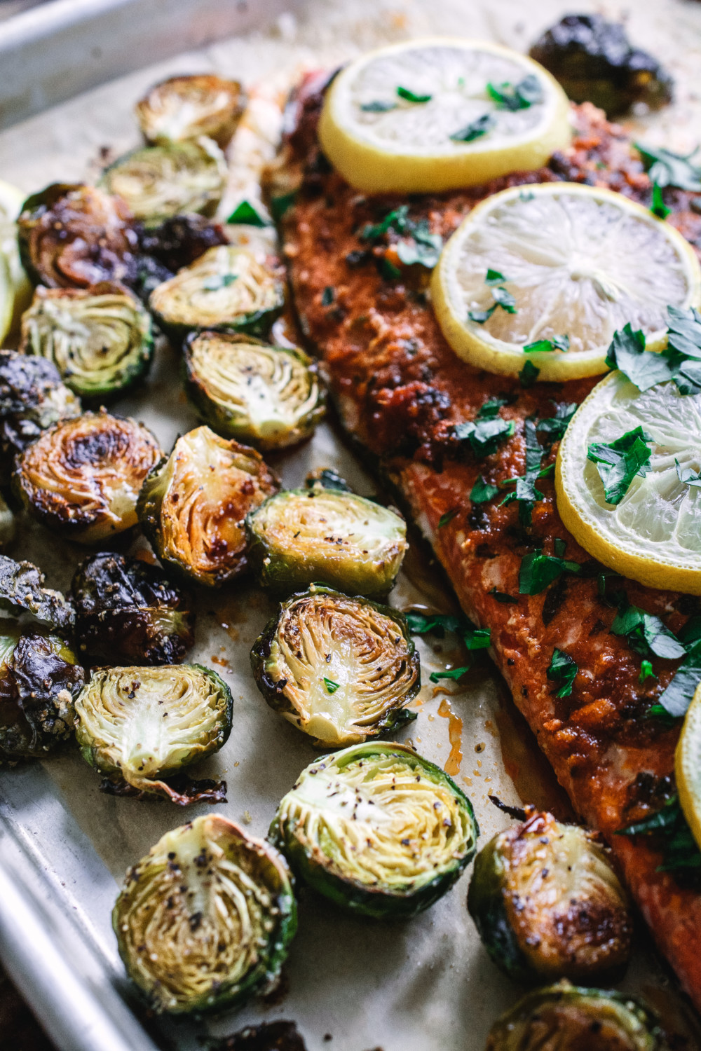 Pan Roasted Citrus Glazed Salmon with Brussels Sprouts ciaochowbambina.com
