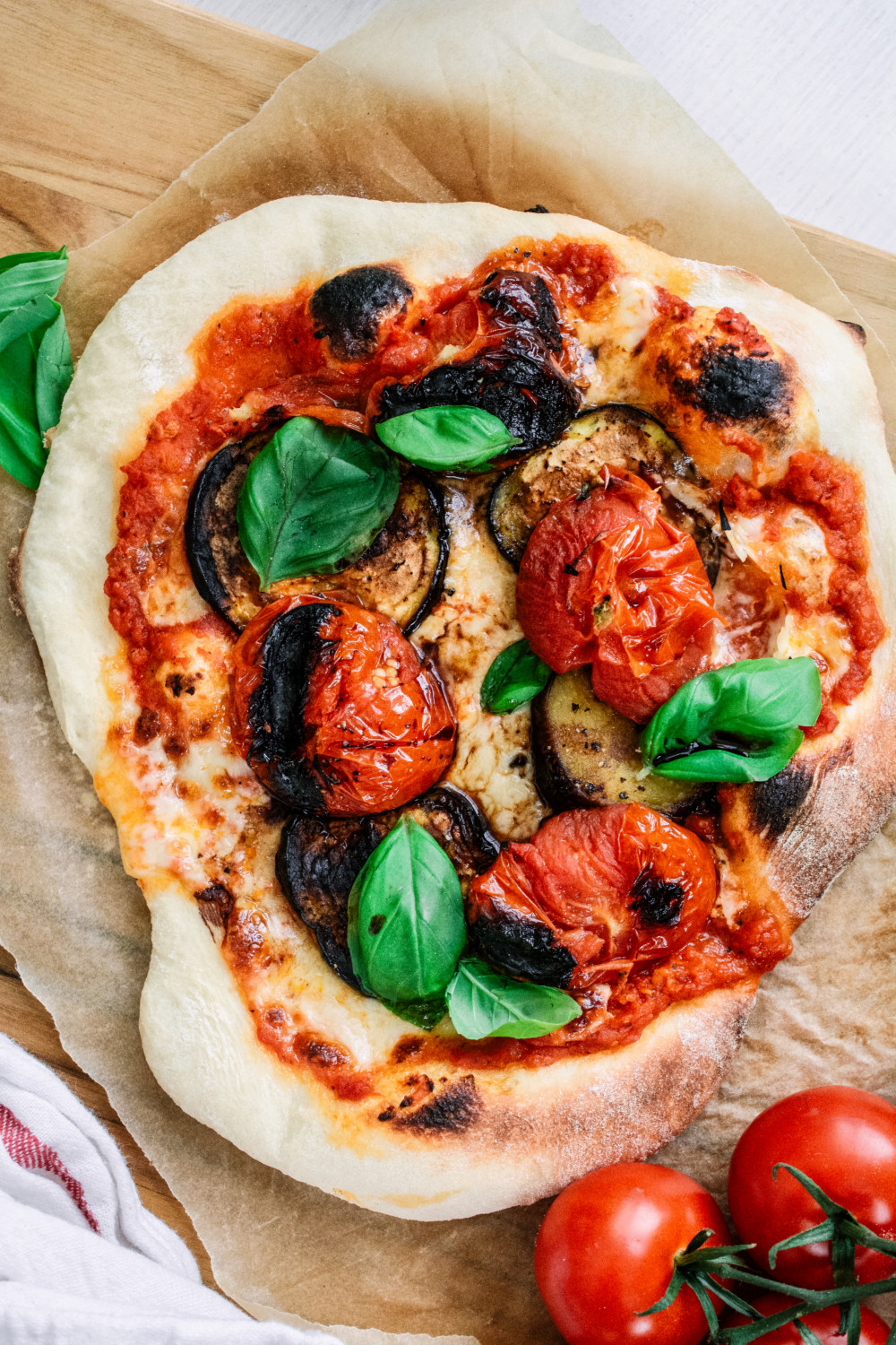 Roasted Eggplant, Tomato and Basil Pizza ciaochowbambina.com
