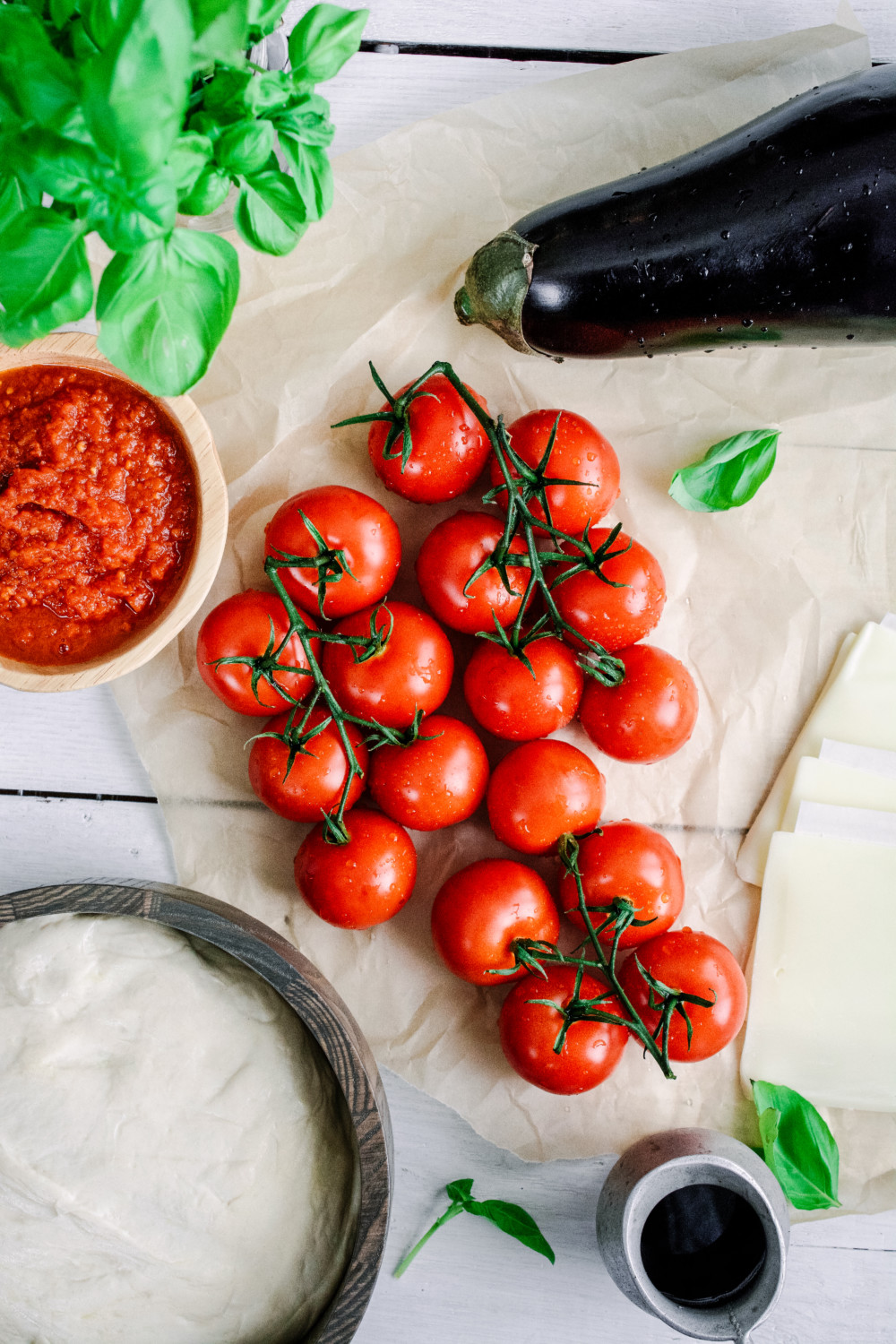 Roasted Eggplant, Tomato and Basil Pizza ciaochowbambina.com